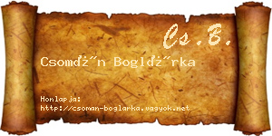 Csomán Boglárka névjegykártya